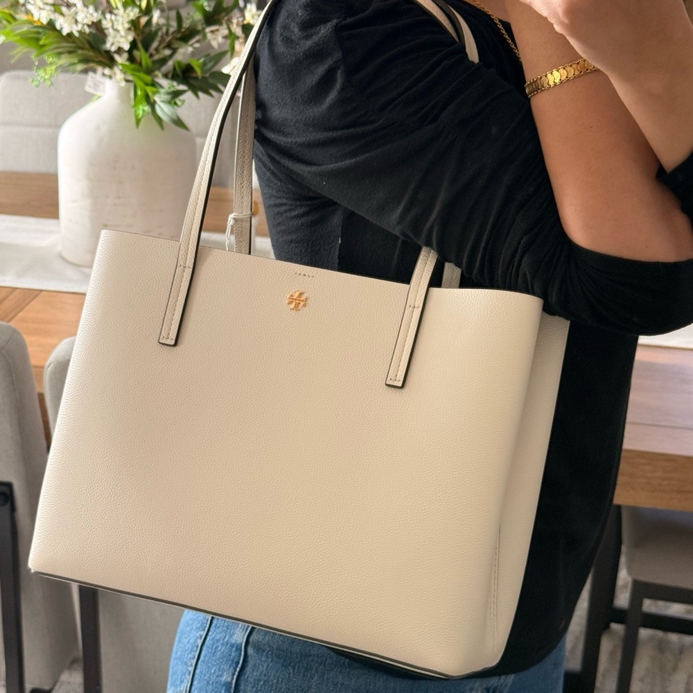New tory burch Blake leather tote in new ivory - Picture 6 of 9